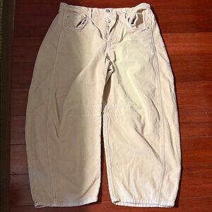 Free People Cream Corduroy barrel Pants
